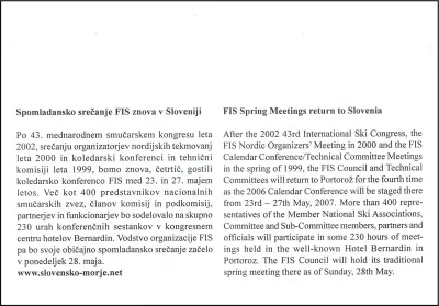 FIS KOLEDARSKA KONFERENCA - FIS CALENDAR CONFERENCE